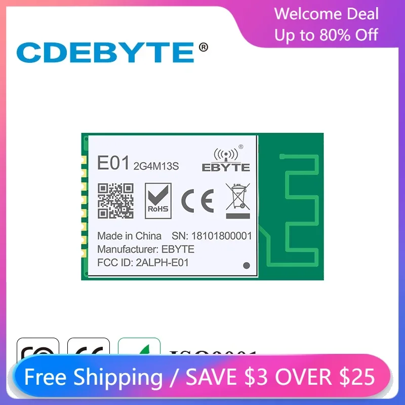 CDEBYTE E01-2G4M13S nRF24L01 PA LNA 2.4GHz 20mW Wireless Transceiver 2.4GHz nRF24L01P PCB Antenna rf Transmitter and Receiver