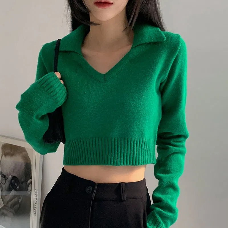 Yasuk Spring Autumn Fashion Woman Solid Casual Hot Sexy Women's Slim Tees Knit Pullover Short Top