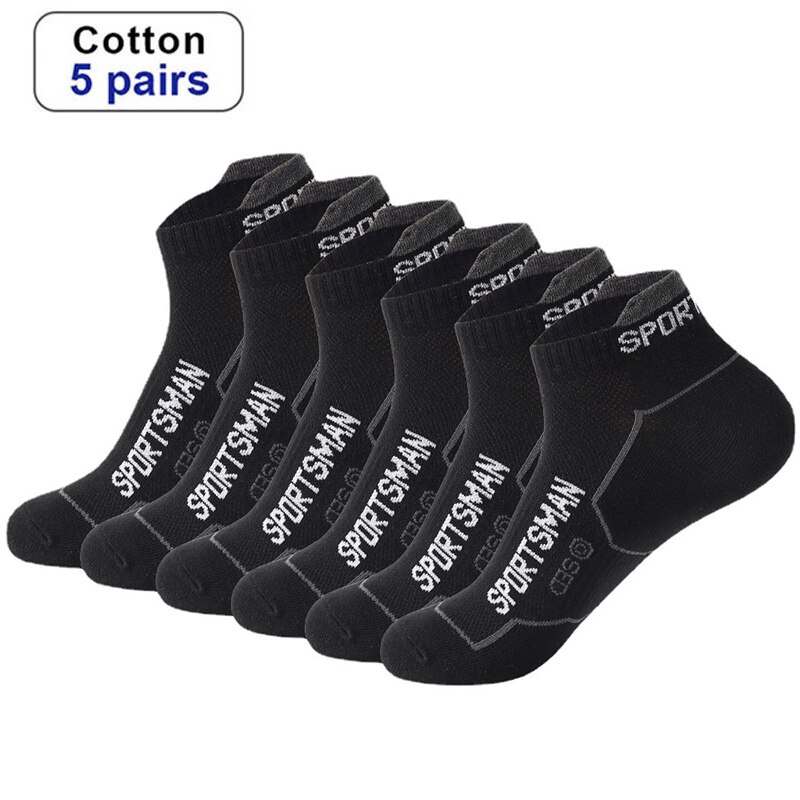 5 Pairs High Quality Socks Men Summer Man Short Socks Breathable Ankle Socks Cotton Sports Socks Black Thin Cut Run Men Socks