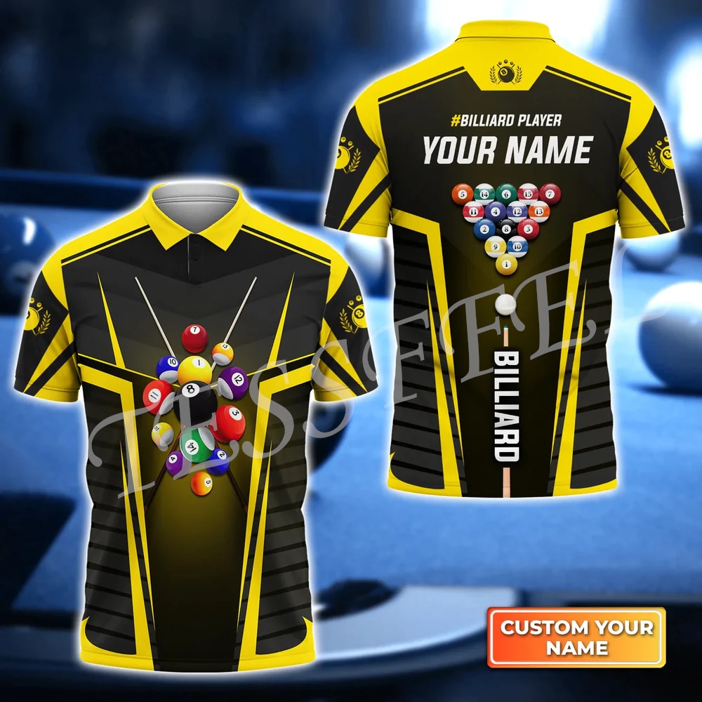 Custom Name Sports Billiards Ball Player Tattoo 3DPrint Summer Casual Harajuku Polo Shirts Streetwear Short Sleeves T-Shirts X7