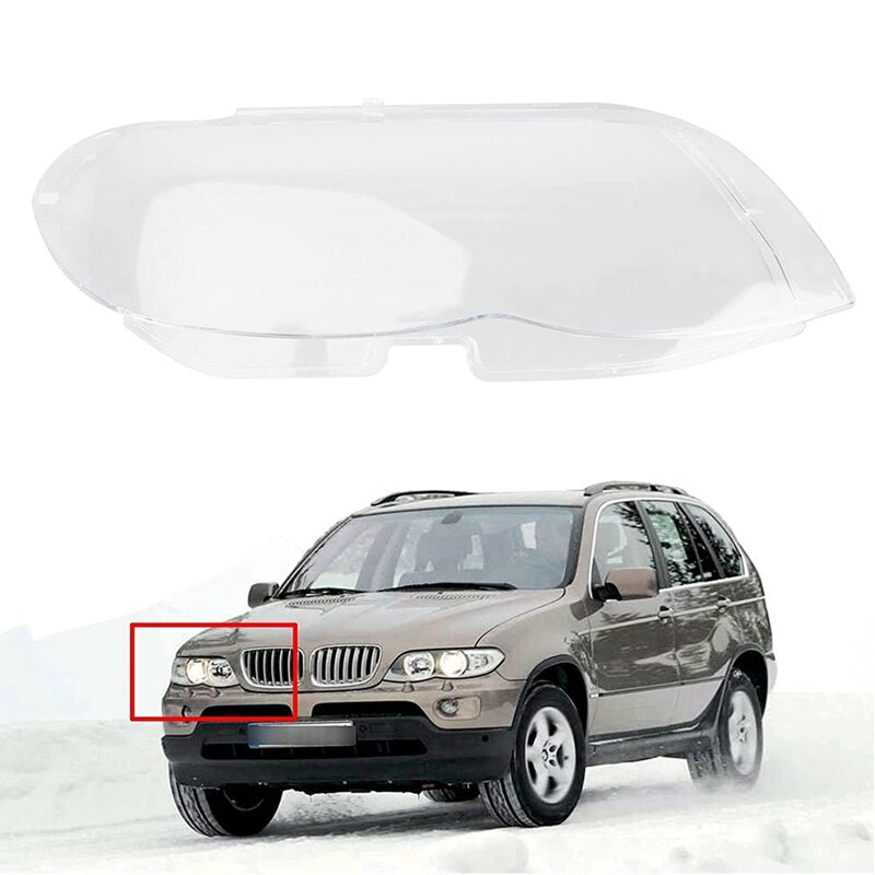 Car Headlight Lens Cover Transparent Lampshade For BMW X5 E53 2004-2006 Accessories, Right
