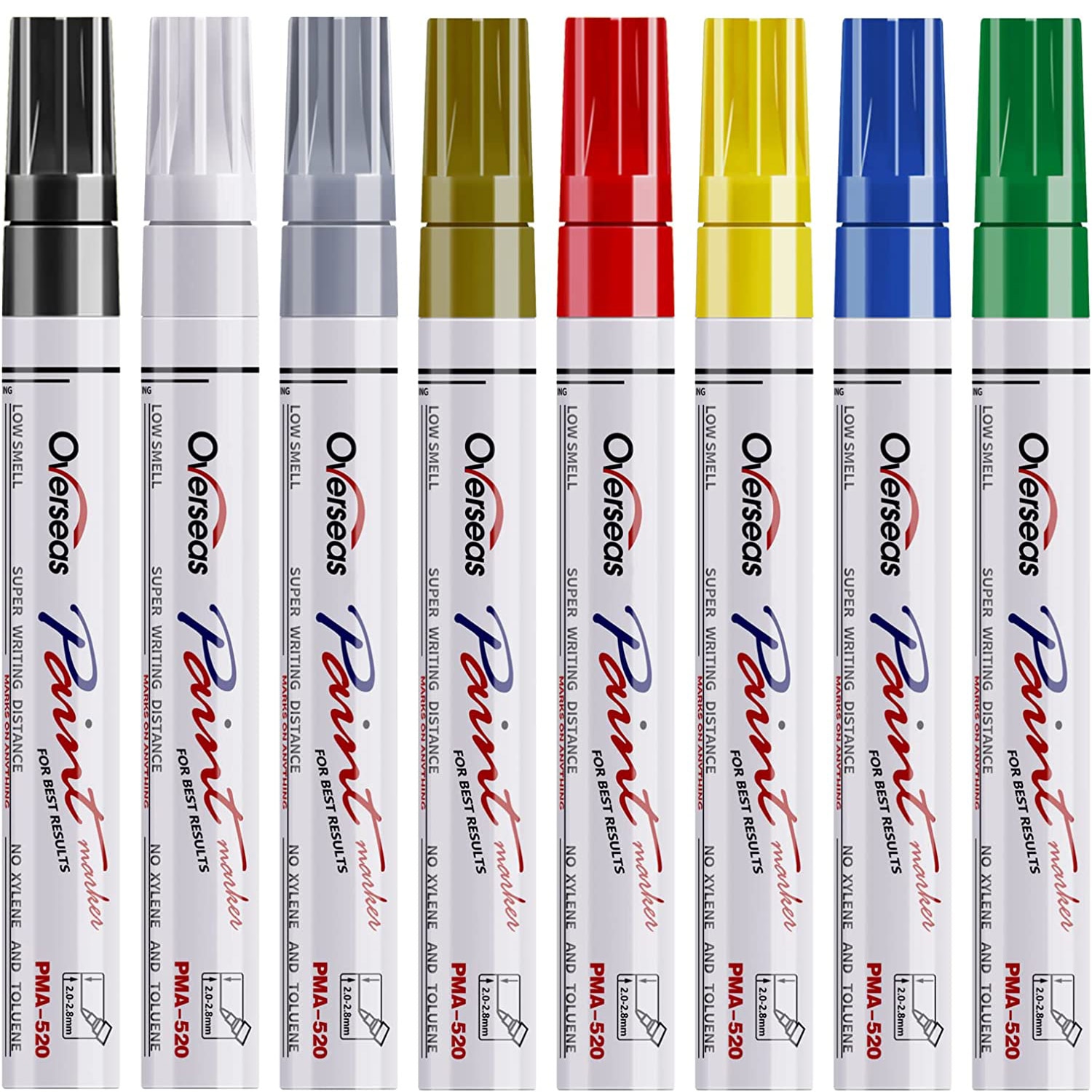Paint Marker Pens 8 Colors Oil Based Paint Markers Permanent Waterproof Quick Dry Medium Tip, Assorted Color Paint Pen for Metal