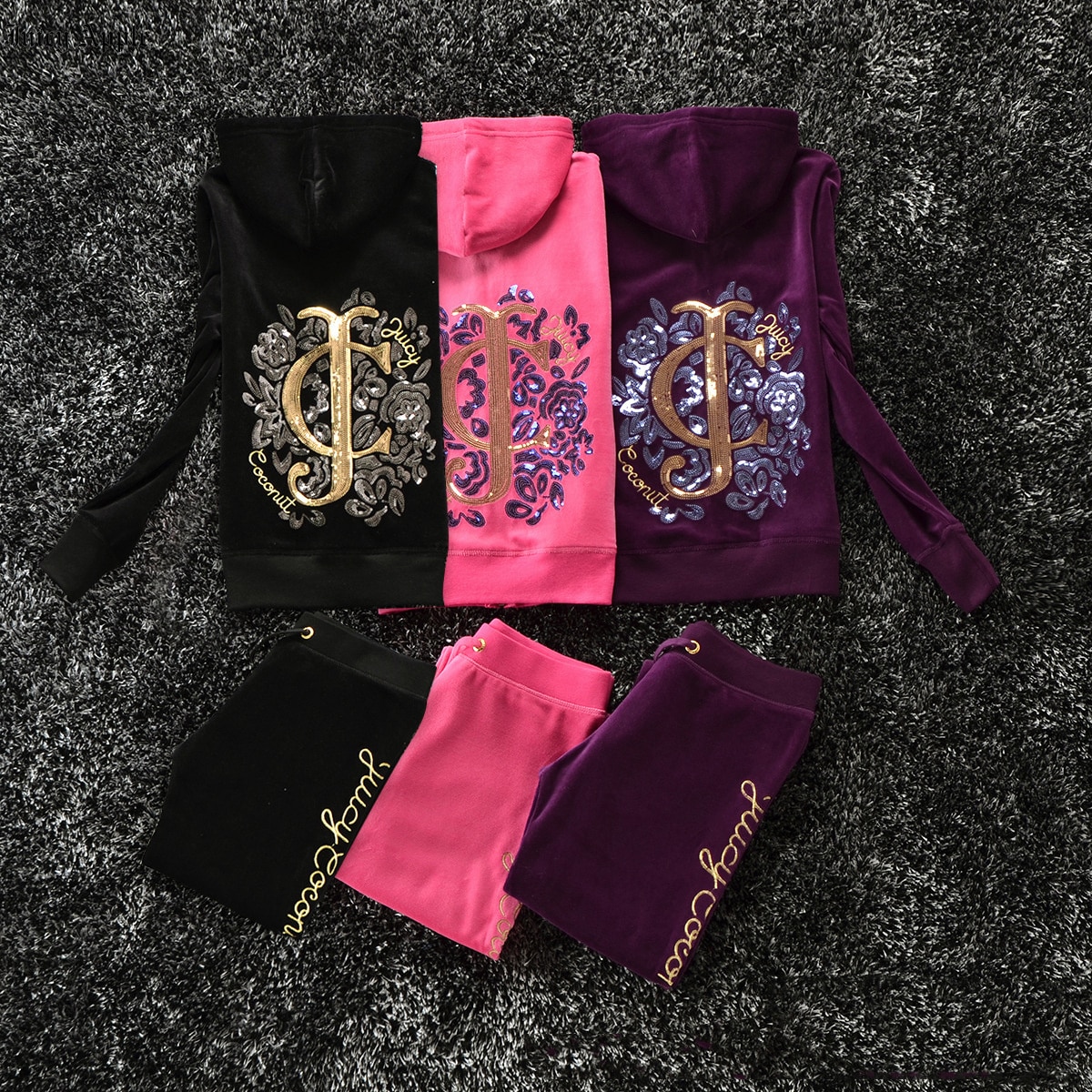Juicy Apple Tracksuit Women's Velvet Hoodies Sports Suit Pants Cardigan Zipper Sweatshirt Suit Autumn 2 Piece Set Casual Ou