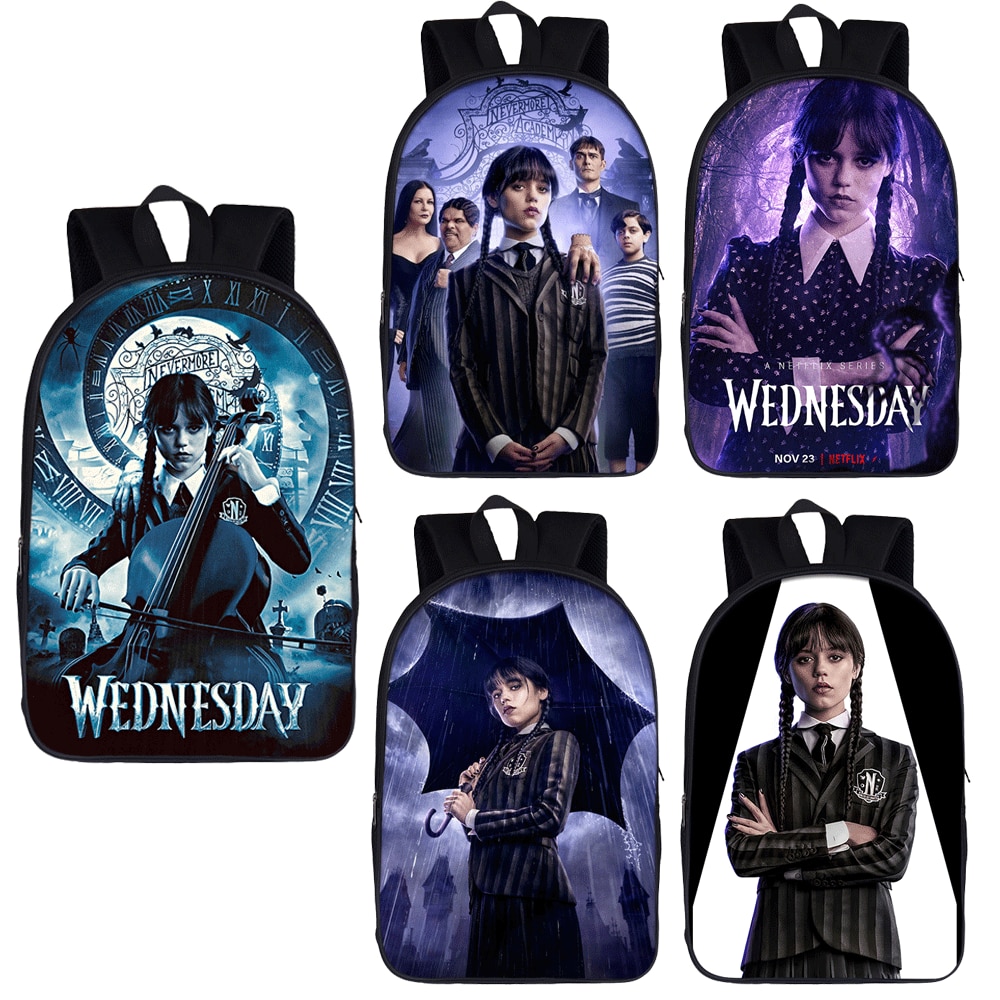 American Nevermore Academy Gothic Girl Backpack Wednesday Addams and Enid School Bags for Kindergarten Children Bookbags Gift