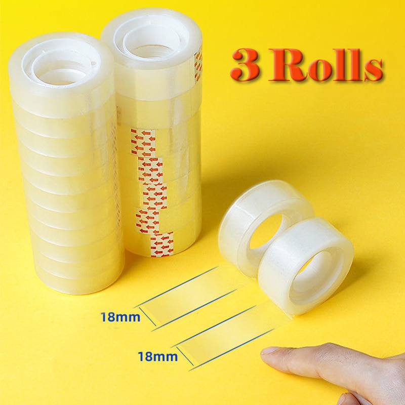 1/3 Rolls Transparent Tape Tracsless Transparent Packing Tape Students Adhesive Tape Packaging Tools Stationery Office Supplies