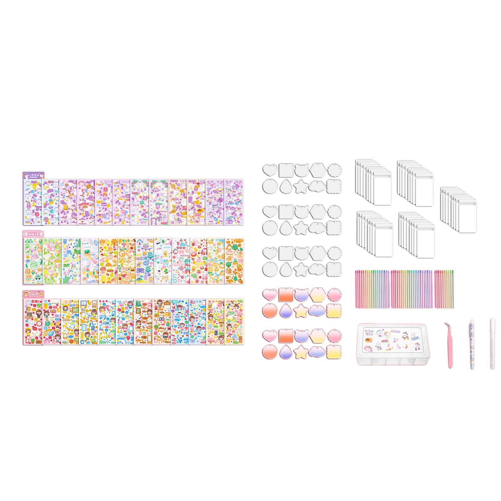 Card Sticker Set Girl DIY Art Activity Hanging Ornament Colorful Decorative Kit Homemade Cute Small Goo Card DIY Set for Home