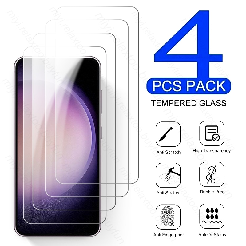 Samung S23Plus 5G Glass 4PCS Protective Glass For Samsung Galaxy S23 S 23 Plus S23+ 5G Screen Protectors Explosion-Proof HD Film