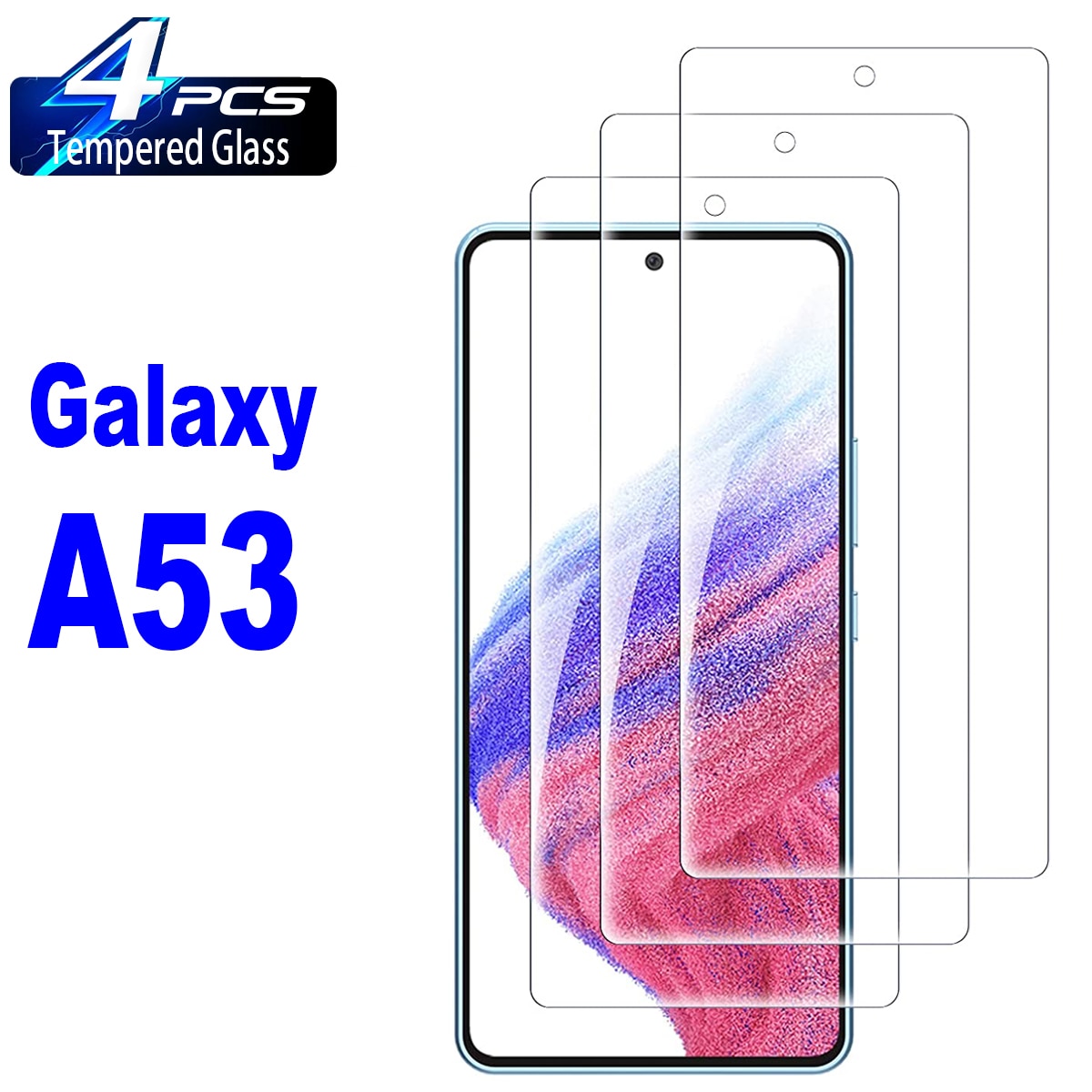 4Pcs 9H Tempered Glass For Samsung Galaxy A51 A52 A53 S20FE S21FE 5G A72 A73 A23 A03 A13 A12 A14 Screen Protector Glass Film