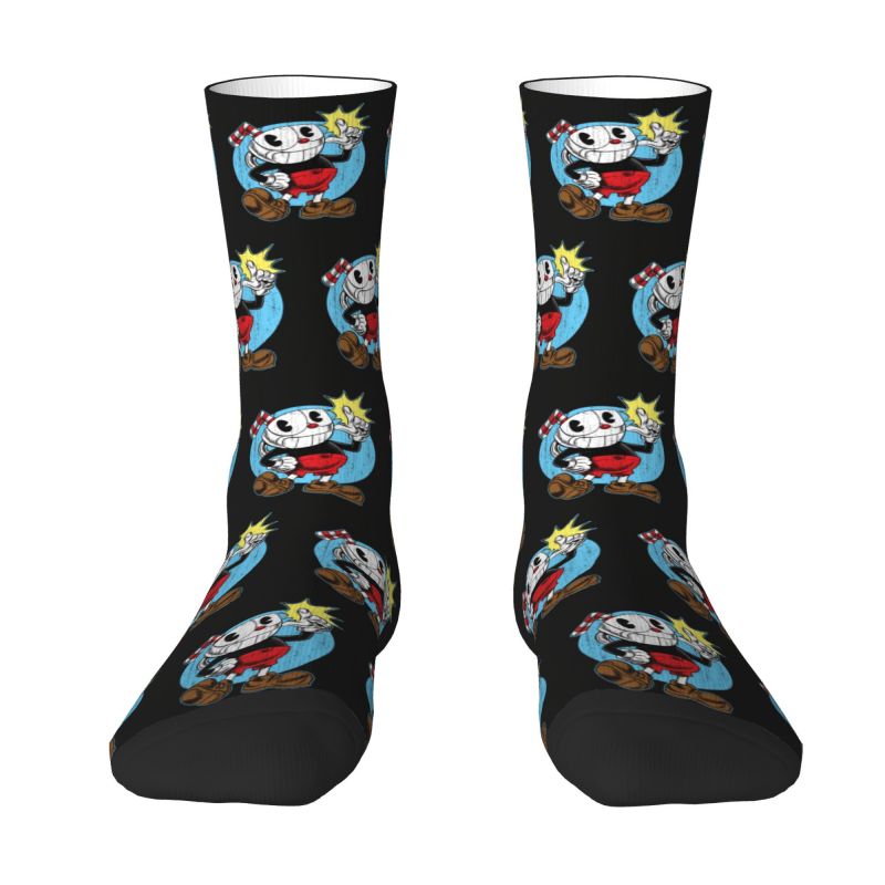 Cute Print Hot Game Cuphead Socks for Men Women Stretch Summer Autumn Winter Crew Socks