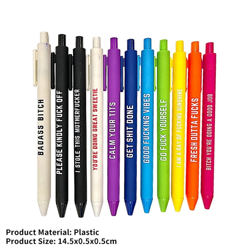 11Pcs Swear Word Daily Pen Funny Ballpoint Pens Weekday Vibes Glitter Novelty Pen Dirty Cuss Word Pens For Office Gift