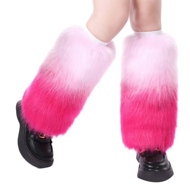 Winter Faux Fur Sock Leggings Cool Jk Leg Warmer Gothic Boots Socks Y2K Hot Girl Harajuku Boot Cover Foot Sleeve