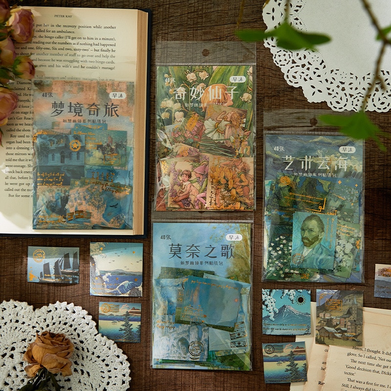 40pcs Vintage Natural Scenery Stickers Retro Aesthetic Diary DIY Planner Decorative Scrapbooking Stationery