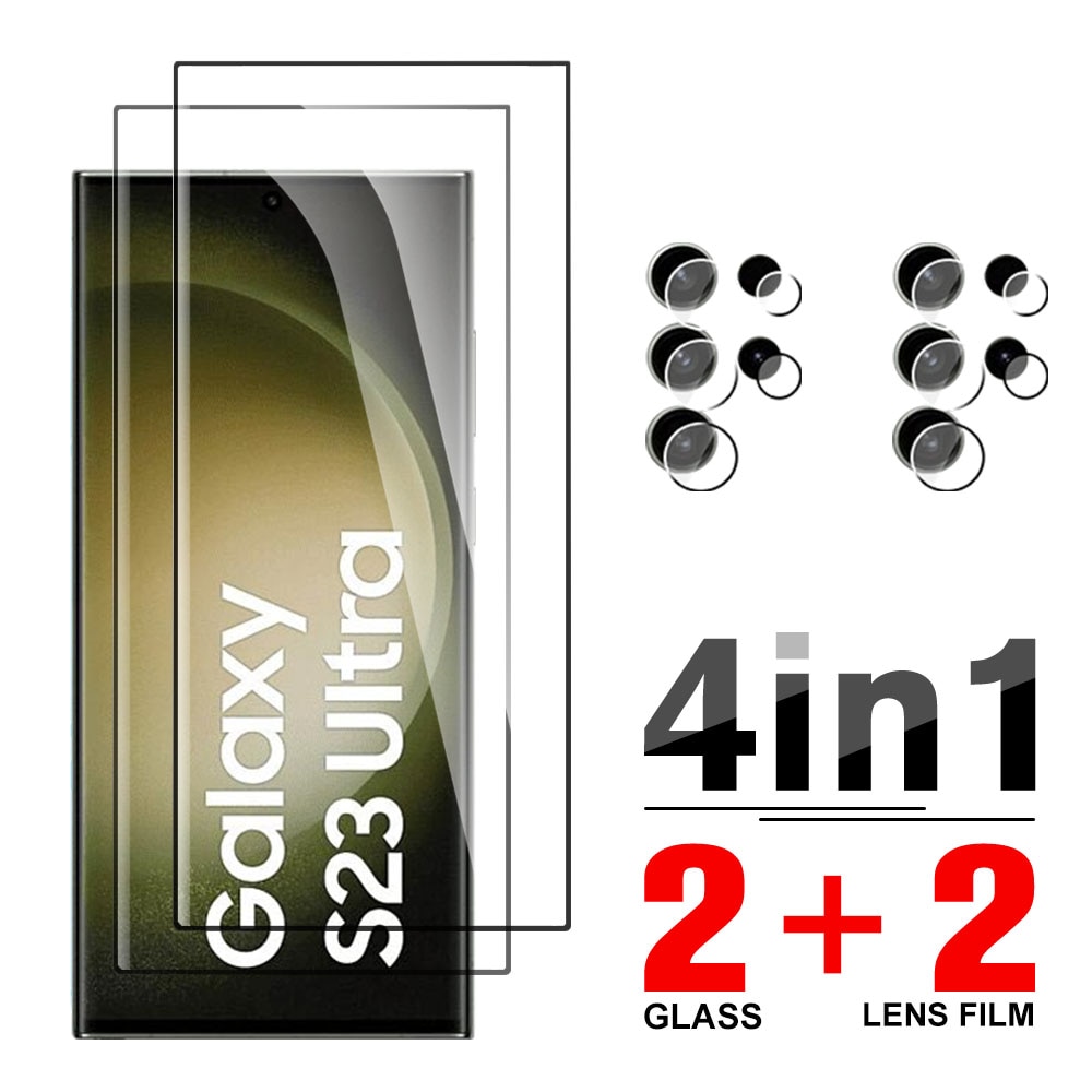 4in1 Tempered Glass Case For Samsung S23 Ultra 5G Camera Lens Protector For Sumsung S23 Ultra S 23 Ultra Screen Protective Films
