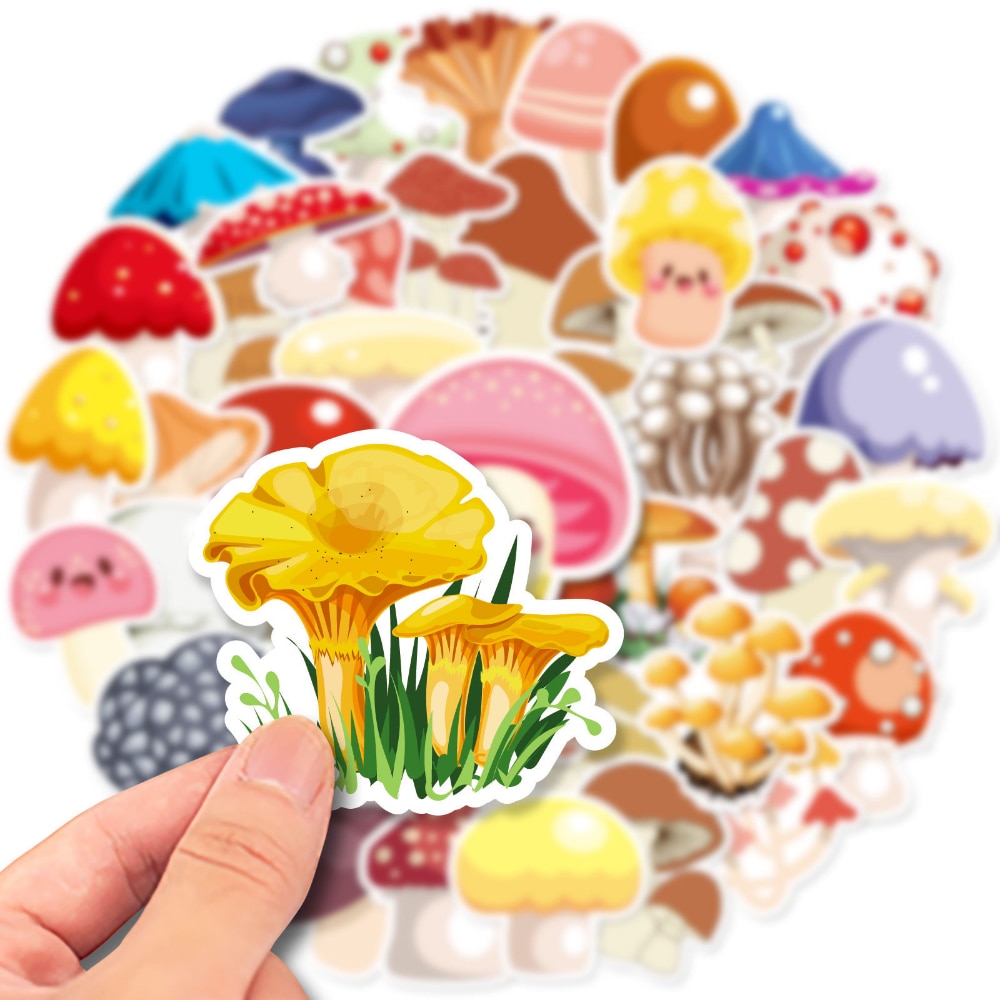 10/50pcs Cute Cartoon Mushroom Decorative Stickers Set Diy Label for Diary Scrapbook Album Planning Diary Children's Toy St