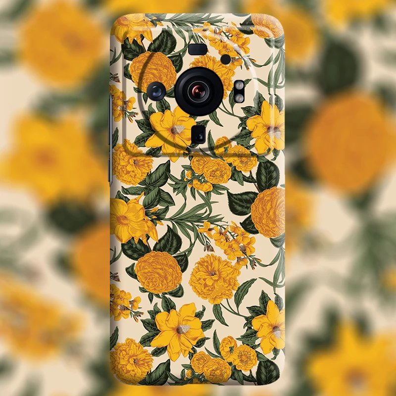 Vintage Yellow Flowers Plastic hard shell case For xiaomi 13 Pro For redmi K60 Pro For 12s Ultra case cover