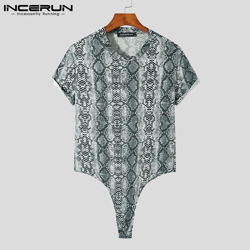 Stylish New Men's Casual All-match Simple Onesies Sexy Leisure Leopard Print Rompers Short Sleeve Bodysuits S-5XL 2023 INCE