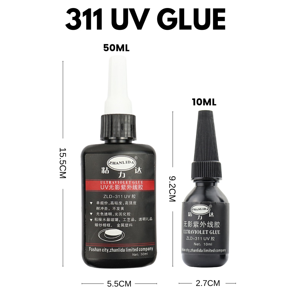 10ML/50ML Zhanlida 311 Glass Coffee Table Crystal Handicraft Plastic Transparent Soft Adhesive UV Shadowless Glue