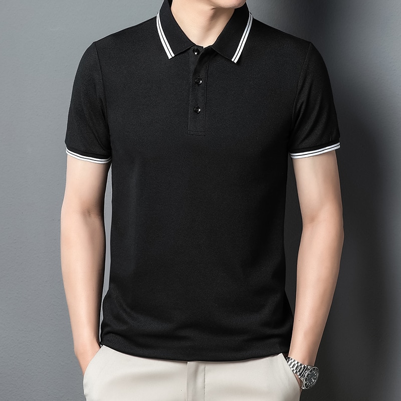 Brand Cotton Short Sleeve Polo Shirt Men's Lapel Tops 2023 Summer Trend Solid Color Casual T-shirt Luxury Men's Wear P
