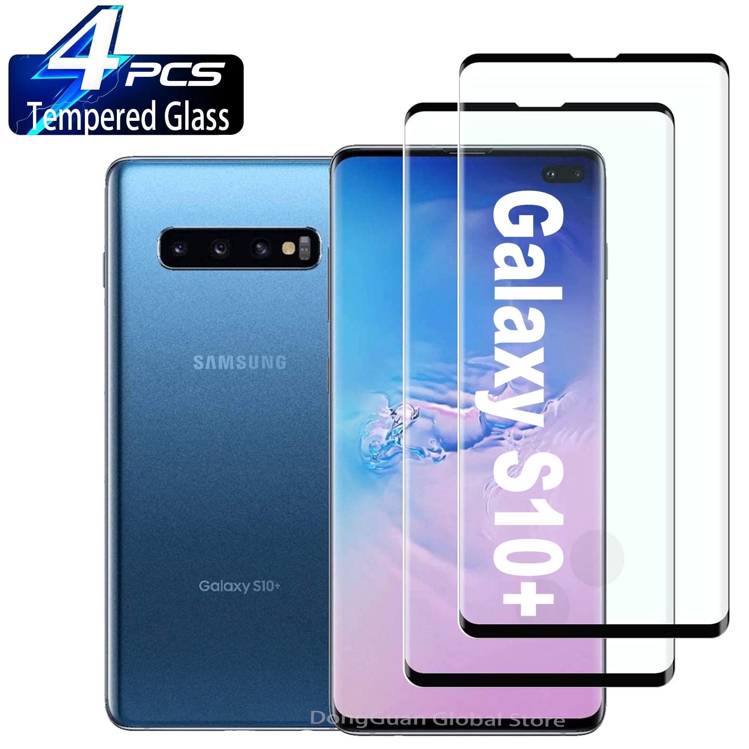 1/4Pcs 3D Tempered Glass For Samsung Galaxy S10 Plus Curved Screen Protector Glass Film