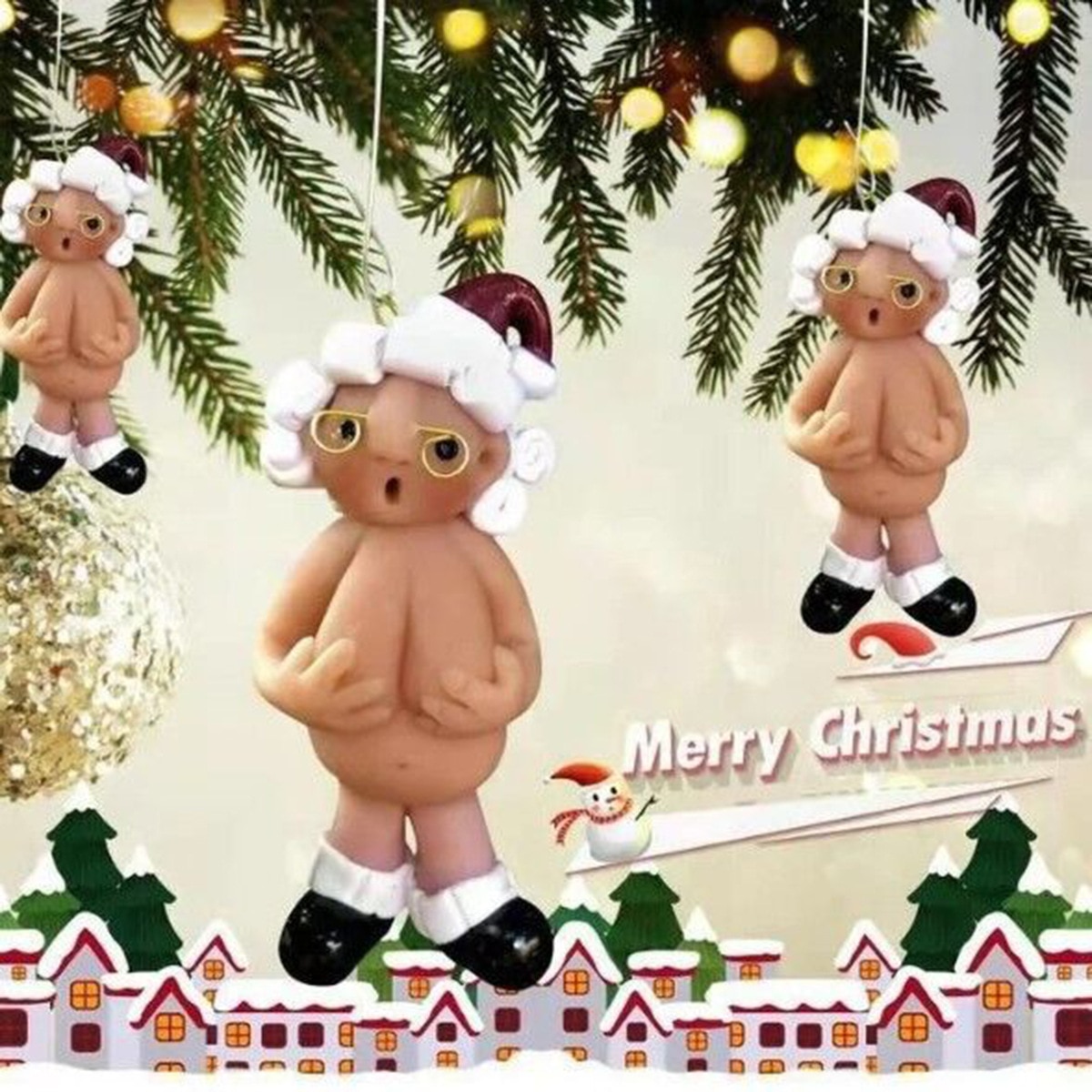 Christmas Decorations Sale Clearance Naughty Santa Christmas Ornament Stocking Cap Santa Ornament Naked Santa Party Decor Gifts
