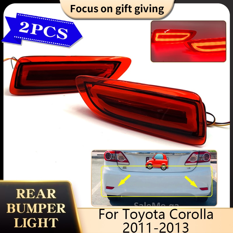 for Toyota Corolla 2011~2013 LED Rear Bumper Reflector Light Set Driving Brake Fog Signal Lamp Reflective Strips Bulb Accessorie