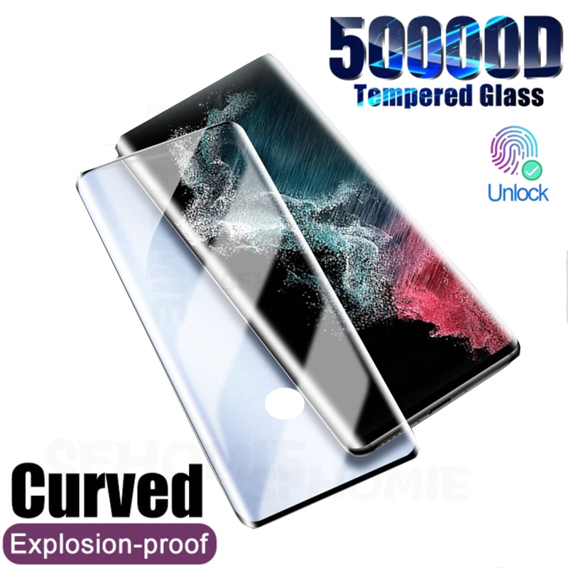 Fingerprint Unlocking Full Cover Screen Protector For Samsung Galaxy S22 S21 S20 S23 Ultra S10 S9 S9 Plus Curved Tempered Glass