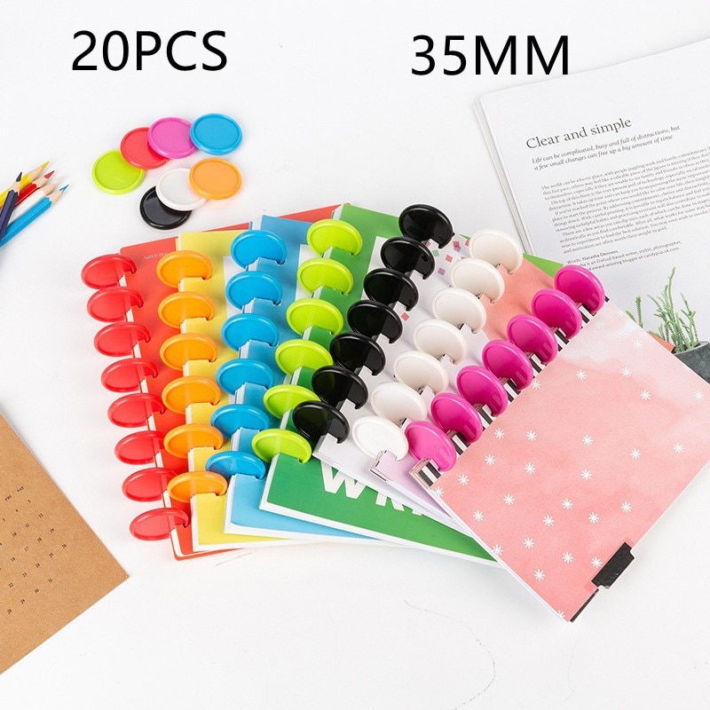 20PCS35MM color solid plastic binding ring binding buckle, loose-leaf mushroom hole notebook CD.