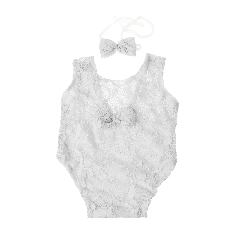 Baby Newborn Taking Photos Romper Girl Lace Romper Bodysuits with Lace Flower