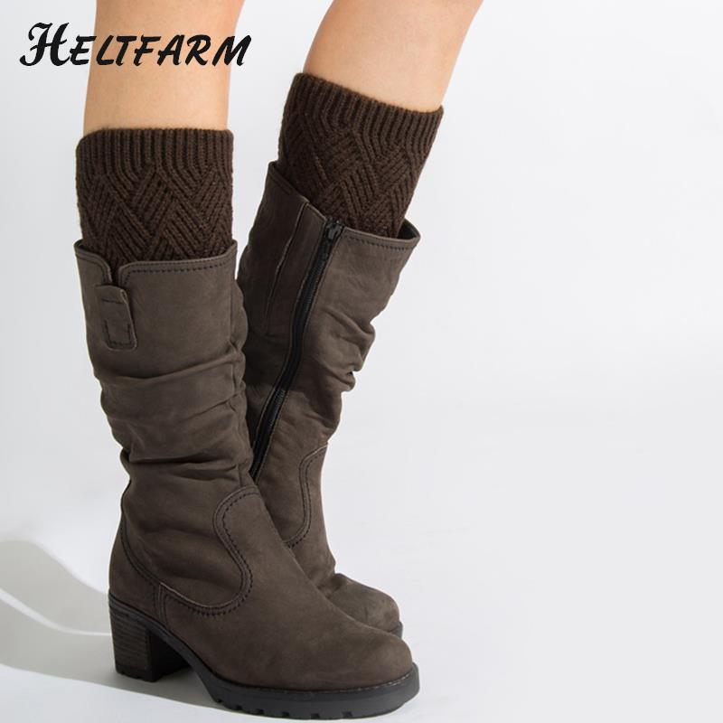 1Pair Winter Warmers Boot Cuffs Fashion Thermal Ladies Legging Foot Warmer Women's Knitted Leg Warmer