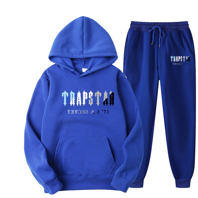 Autumn/Winter Brand TRAPSTAR Tracksuit Men's Hoodie Sports Sets Fashion Rainbow Plush Embroidery Fleece Sweatshirt Sweatpan