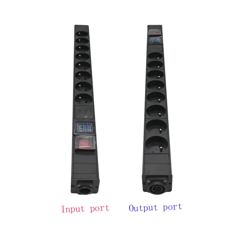 PDU power board aviation plug 2-8AC French socket, with ammeter SAC3MPX SAC3FPX input and output, with switch control
