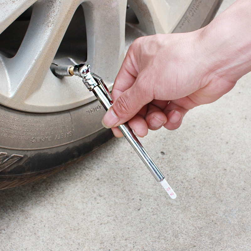 Car Tyre Pressure Pen Pressure Measuring Tool Tire Pressure Gauge Silver Mini Tire Pressure Pen Car interior