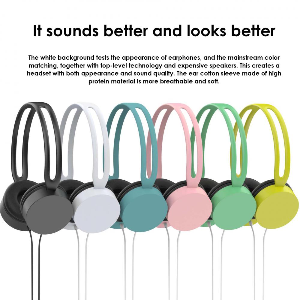 Macaron Color Music Stereo Earphones Over-ear Headset Hd Sound With Microphone Potable Wired Headphones For Pc Mp3 Phone Tv