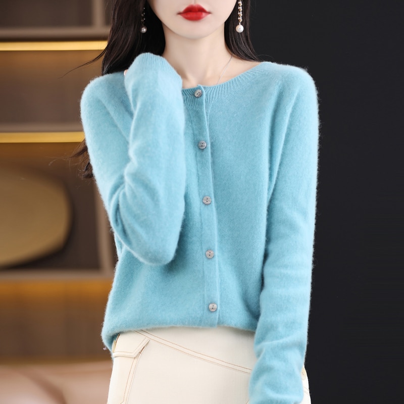 Woolen Sweater Women's Cardigan 2023 Spring Summer New Fashion Loose Korean Version Foreign Style Round Neck Short Sweater 