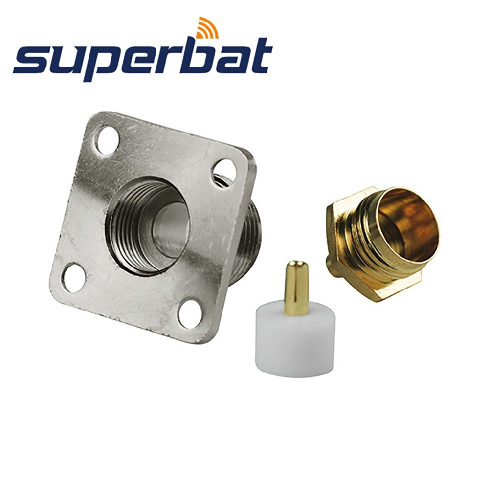 Superbat 10pcs N Solder Female with 4 hole Panel Mount Connector for Semi Rigid.086 Cable