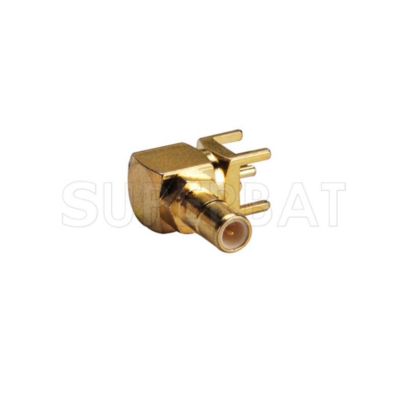 Superbat 10pcs SMB thru hole Female Right Angle PCB Mount RF Coaxial Connector Goldplated