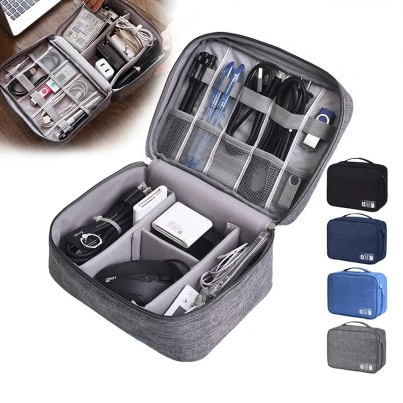 USB Cable Storage Box Power Bank Headset Digital Storage Bag Waterproof Multi-function Electronic Accessories Organizer Pouch