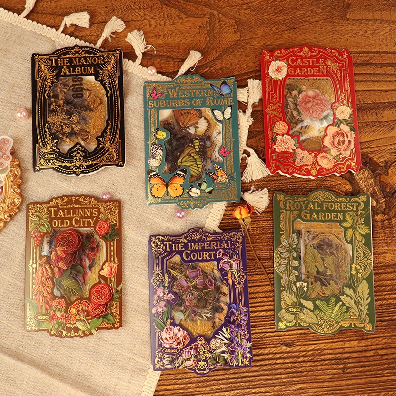 45pcs/lot Kawaii Scrapbook Stickers Baroque Castle DIY Scrapbooking Supplies Planner Decorative Stationery Sticker