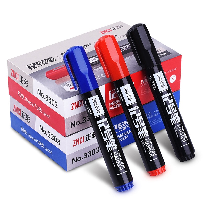 5pcs Student Black Marker Pen Carton Permanent Oil Pen Office Use Logistics Marker Pen Express Red Blue