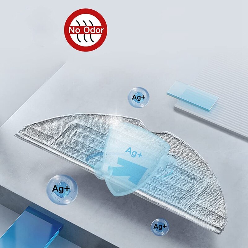 Mop Cloth For Roborock S7/S7maxv/S7plus Vacuum (4 Silver Ion Mop Pads+4 Mop Cloth)