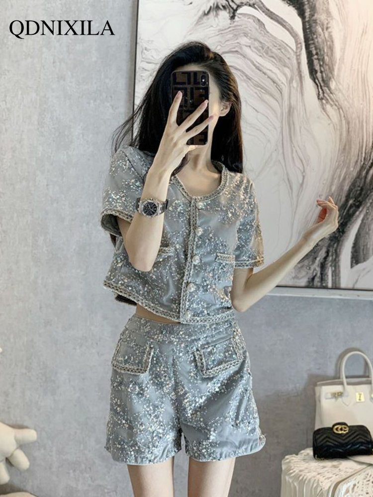 Two Peice Set for Women Matching Sets Small Fragrance Suit Fashion Retro Temperament High-grade Shorts Two-piece Set Short Sets