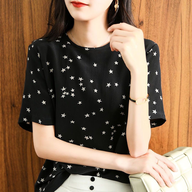 Fashion O-Neck Korean Printed Blouse Women's Clothing 2023 Spring New Loose Casual Pullovers Loose Commute Shirt