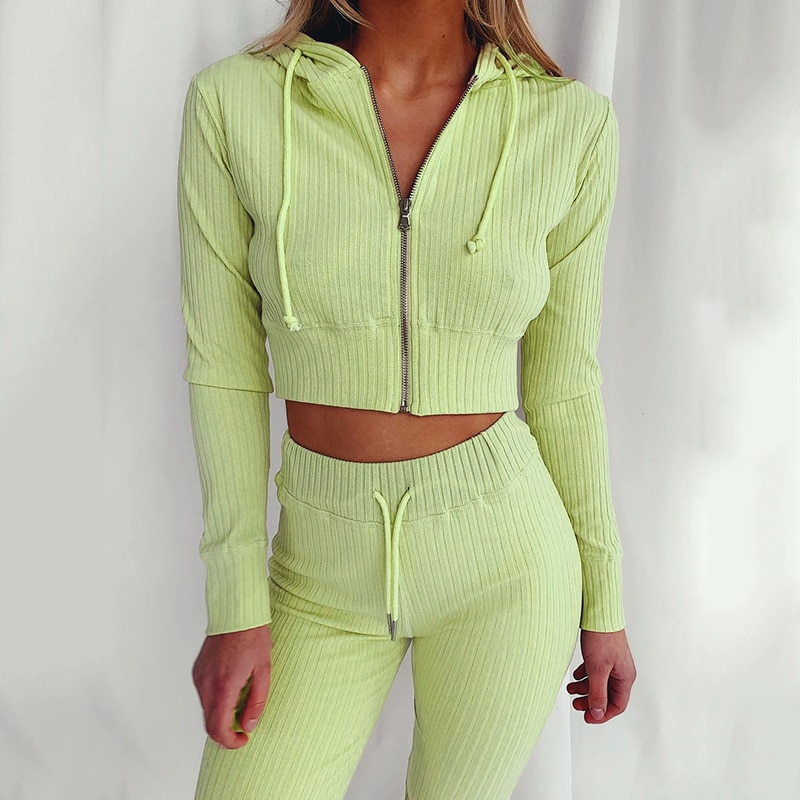 Explosive Style 2023 Autumn New Fashion Popular Ladies Suit Hooded Long-Sleeved Slim-Fit Sports And Leisure Suit two-Piece Suit