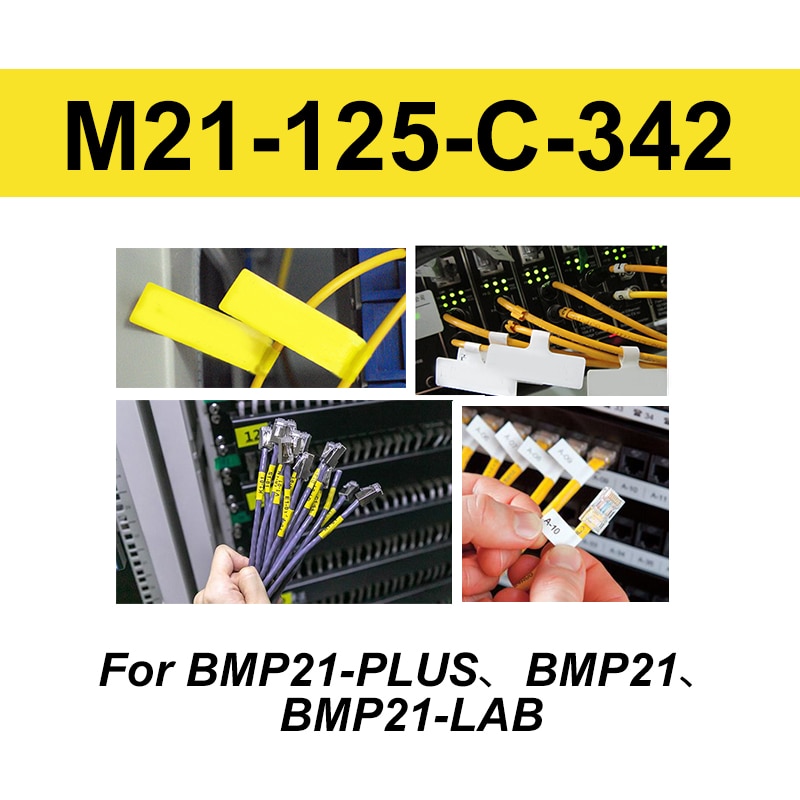 Compatible for M21-125-C-342 Black On Yellow 6mm X 2.1m Polyolefin Label Tape For BMP21-PLUS BMP21 BMP21-LAB Printer