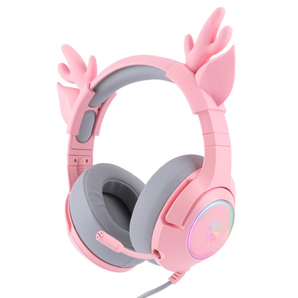 With Mic Pink Ear Headphones Stereo Gaming Headset 3.5mm Stereo Audio With Rgb Led Light Flexible Mic For Pc Gamer Pink Surround