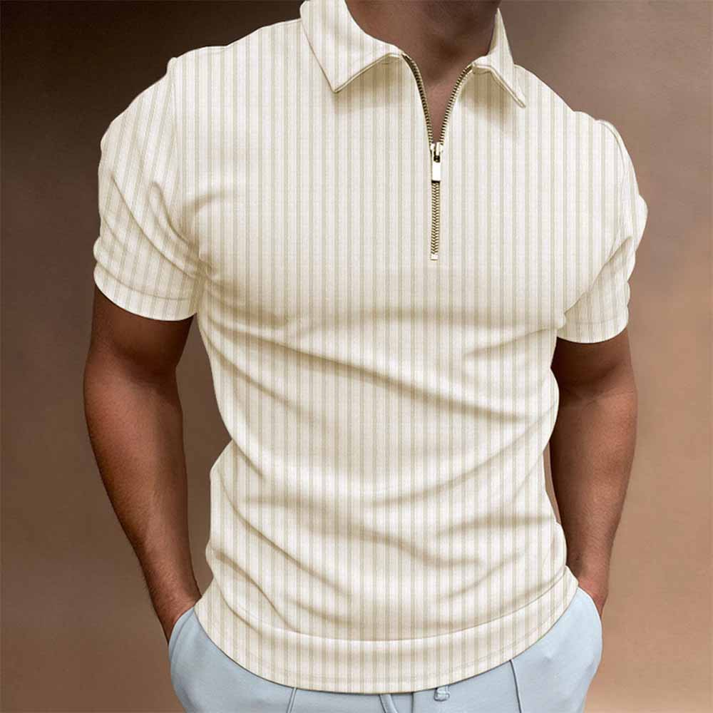 Short Sleeve Polo T Shirt Cotton Blend Fashion Golf Men Pullover Tee Tone Slim Tops Zip Collar 1Pieces Breathable