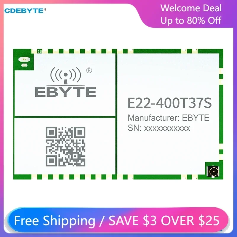 LoRa Wireless Module 433/470MHz CDEBYTE E22-400T37S 5W Stamp Hole Relay Network RSSI LBT Long Distance 25KM UART