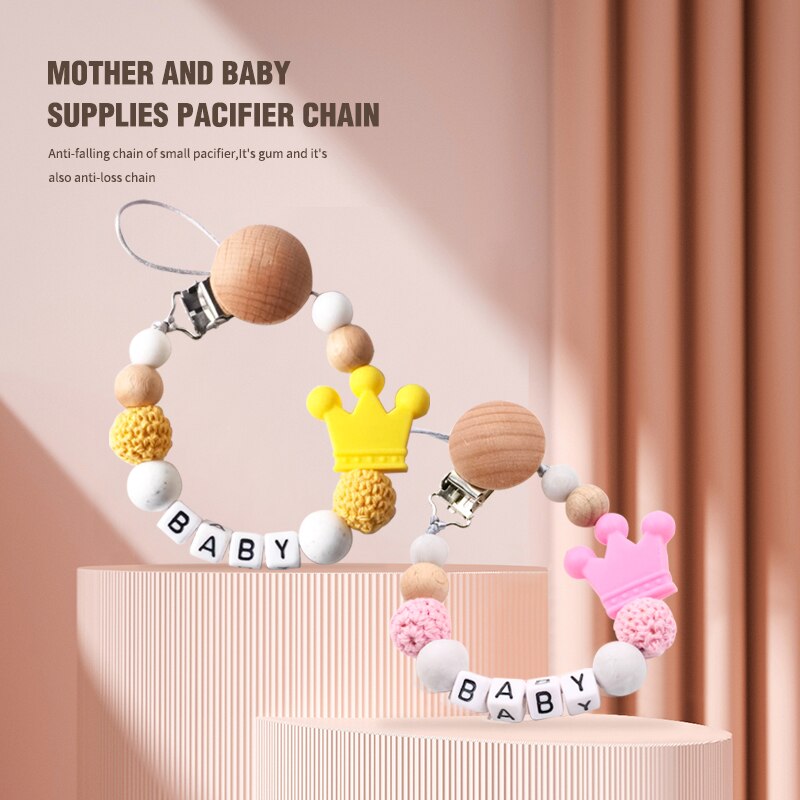 Baby Pacifier Clips Silicone Pacifier Chains Handmade Toddler Teether Teething Chain Nipple Clip Chew Toy