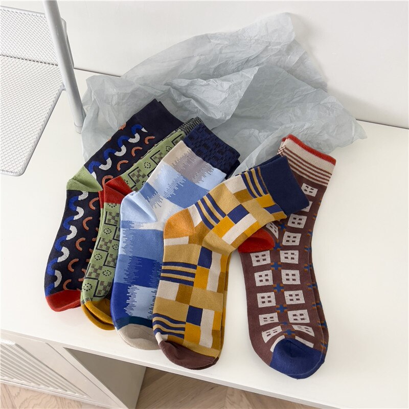 10pairs/lots Fashion Creative Socks Men's Design Business Harajuku Comfortable Fashion Street Colorful Mens Christmas Gift