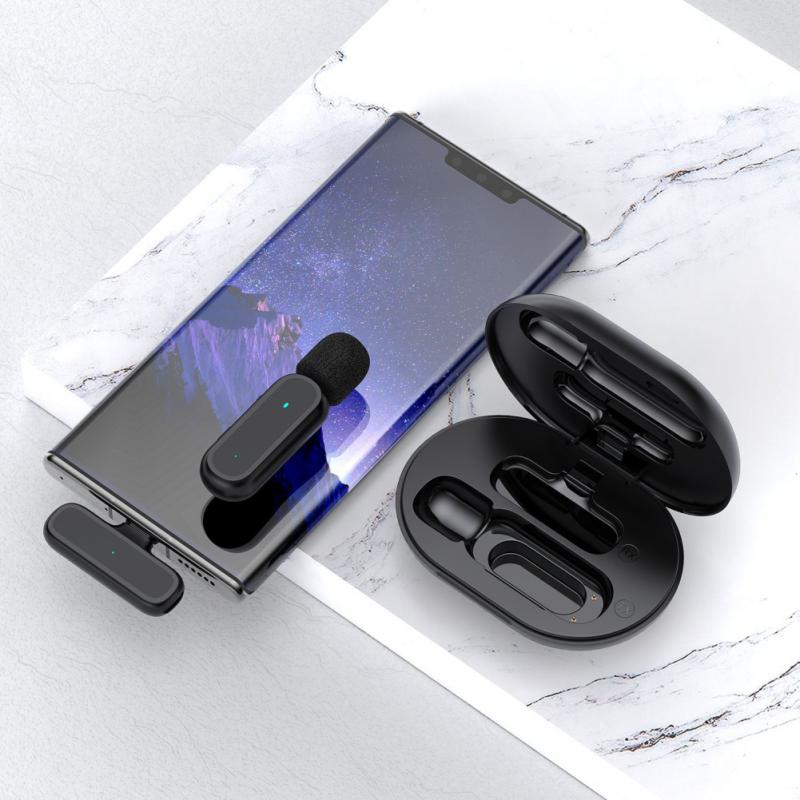 Portable Mini Mics Lavalier Microphone Video Record Noise Reduction With Charging Box Wireless Microphone For Android